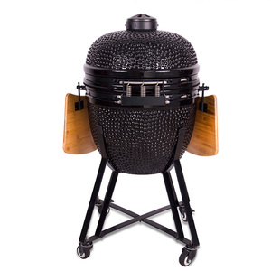 Barbecue Kamado Céramique Professionnel <span class=keywords><strong>Noir</strong></span> Premium 24 Pouces, Fumoir au Charbon Robuste avec Chariot, Barbecue Œuf à Fermeture Hermétique - Product Image 3