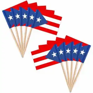 benutzerdefinierte Puerto Rico Zahnstabzeuge Flagge für Cocktails Frucht Cupcakes Topper Speise-Dekoration