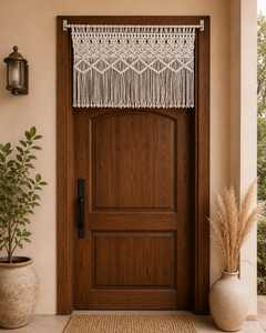 Cortina Decorativa Bohemia Rectangular de Macramé, Hecha a Mano con Cuentas y Flecos, para Sala de Estar o Dormitorio - Product Image 6