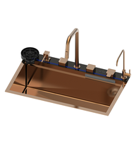 Ensemble de robinet d'évier de cuisine de luxe numérique or rose évier de cuisine multifonctionnel évier en acier inoxydable à bol unique pour la cuisine de villa
