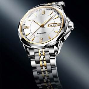 Montres mécaniques de luxe en or Moissanite en gros pour hommes, montres automatiques lumineuses étanches en acier inoxydable - Product Image 6