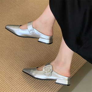 XSD - Mules Personalizados de Tacón Bajo para Mujer, Zapatos Negros Cómodos con Punta Cerrada, Sandalias de Verano para Exteriores - Product Image 6