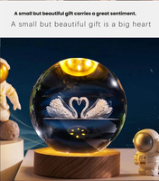 Lampe de table LED 3D en forme de boule de cristal avec design moderne, alimentation USB, pour chambre à coucher, personnalisable