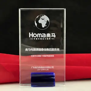 מלבן צורת פלאק קריסטל כחול הפרס גביע MH-J0743