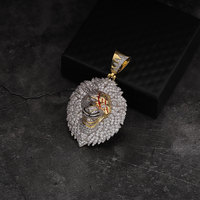 Pendentif Tête de Panthère en Argent Punk Chunky pour Homme, Animal, Or, Émail Rouge, Léopard