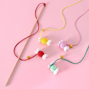 Interactive Wood Cat Toy Knitted Teaser <b>Stick</b> with Colored <b>Candy</b> & Bell Sound Toys for Pet Movement - Product Image 3
