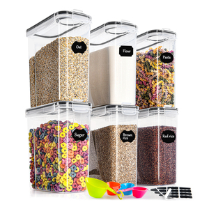 Juego de 6 Recipientes Herméticos de Plástico de 4L para Almacenamiento en Despensa y Cocina, Organizador para Cereales, Harina, Pasta, Nueces y Alimentos Secos - Product Image 1