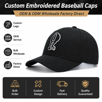 Gorra de Béisbol de Lujo Personalizada con Bordado 3D en Relieve, Logotipo de Letras Urbanas, Estilo Hip Hop, Negra, Estructurada, de Algodón Ajustable