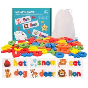 Jeu de puzzle en bois Montessori 2024 : Blocs de l'alphabet, jeu d'orthographe intelligent, jouets éducatifs pour enfants - Product Image 1