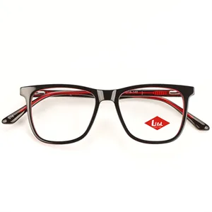 Best Brand New Online Thick Eyewear Anti Blue Light High Quality Men Eye Glasses Protective Trendy Red Eyeglasses Square Frame