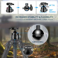 Adaptateur de fixation à rotule QD en aluminium CNC 52 mm, support de trépied pour lunette de chasse