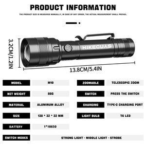 Xách tay đèn Pin 1200 Lumens LED đèn pin, Lumens cao với clip Torch ánh sáng siêu sáng cắm trại đèn với pin - Product Image 2