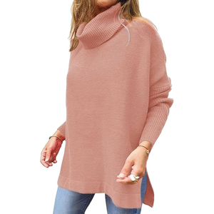 Pull côtelé décontracté pour femme | Haut pull à manches longues en tricot doux pour vêtements quotidiens, de bureau et de vacances | Étiquette personnalisée disponible - Product Image 5
