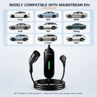 Chargeur EV portable 3,5 kW 16A 220V monophasé avec contrôle Wi-Fi via application, station de charge rapide EVSE pour voiture électrique, utilisation à domicile et en voyage
