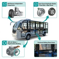 Bus électrique de tourisme OEM 14 places avec portes fermées, chargeur intelligent BMS 72V, certifié CE, navette pour station balnéaire en montagne