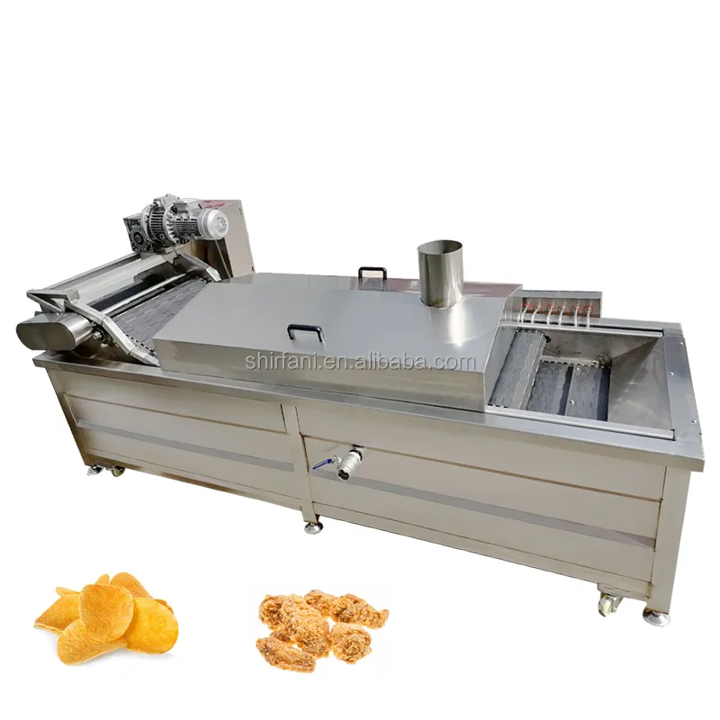 Small continuous fryer hamburger cake chicken meat ball frying machine