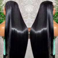 Perruques en cheveux humains vietnamiens bruts Wis 15A Super Double Drawn, lisses comme des baguettes, avec dentelle HD transparente, perruque frontale complète en dentelle, nœuds blanchis