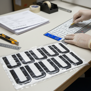 <span class=keywords><strong>Plaquettes</strong></span> adhésives en résine pour fixation de plaques d'immatriculation, moulées par injection double face, pour ligne de découpe automatique de plaques d'immatriculation, résistantes à l'humidité - Product Image 2