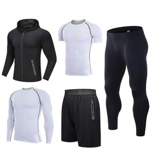 Vedo Compression Set Dropshipping Logotipo personalizado Poliéster Secado rápido Elástico 5PCs Ropa de entrenamiento Ropa de fitness Hombres GYM Wear - Product Image 2