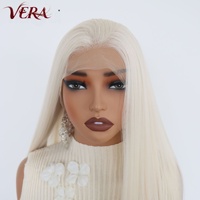 Perruque Lace Front 13x6 en Fibre Synthétique Futura HD, Résistante à la Chaleur, Blanche, Longue et Lisse, Aspect Naturel, Vente en Gros Usine