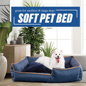 Customized Wholesale Dog Bolster Bed Striped <b>Rectangular</b> Pet Bed Detachable Short Plush <b>Cushion</b> for Cats Classic Style - Product Image 4