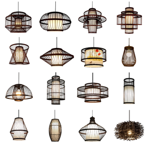 Suspension moderne en bambou de Chine avec lampe ronde en rotin fait main pour lustre d'hôtel de ferme - Product Image 3