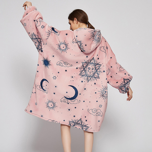 Áo khoác hoodie chăn len <span class=keywords><strong>Sherpa</strong></span> ngoại cỡ bán buôn cho người lớn nữ, có tay áo và mũ trùm đầu - Product Image 2