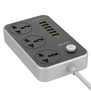 LDNIO SC3604 Strip Pengisi Daya USB, 3 Outlet 6 Tipe Plug USB Universal