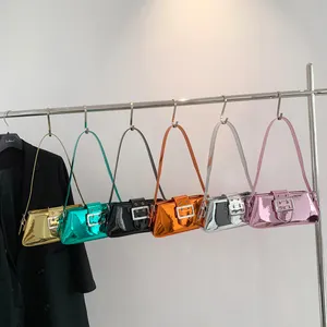 Женская сумка из глянцевой искусственной кожи, сумка для подмышек, сумка на плечо, роскошный новый дизайн, 2023
