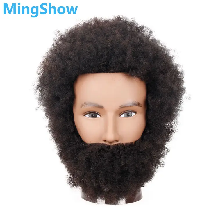 Wholesale African Barber Men Braiding Practice Hairdresser Training Doll Head,Human Curly Hair Styling Afro Male Mannequin Head