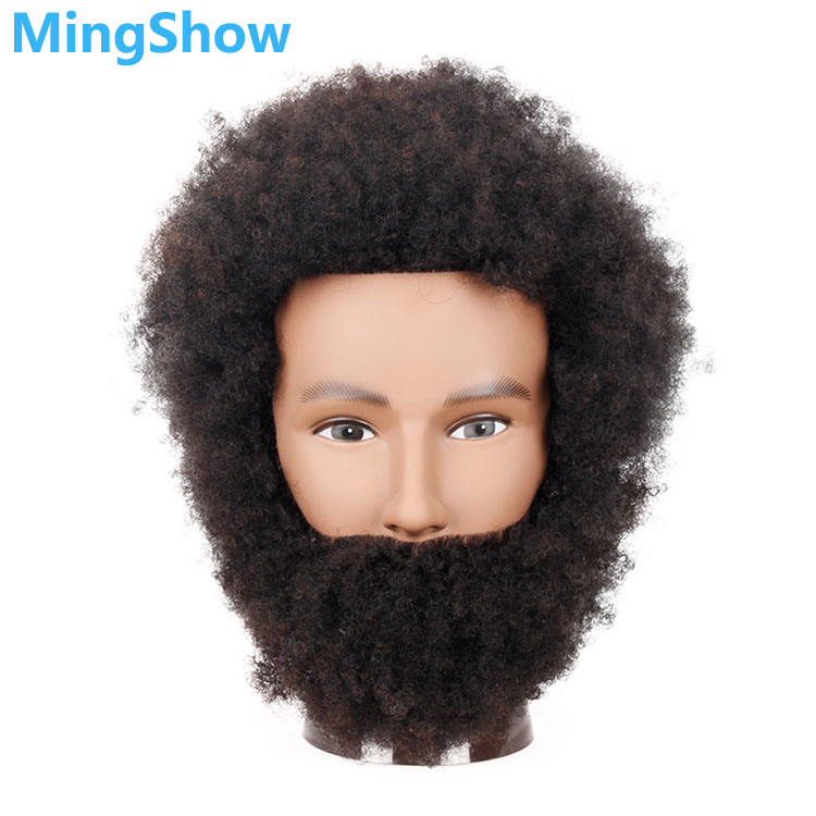 Wholesale African Barber Men Braiding Practice Hairdresser Training Doll Head,Human Curly Hair Styling Afro Male Mannequin Head