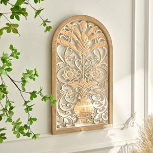 Décoration murale en bois pour salon, design moderne rustique, motif floral, amovible, écologique, personnalisable - Product Image 3