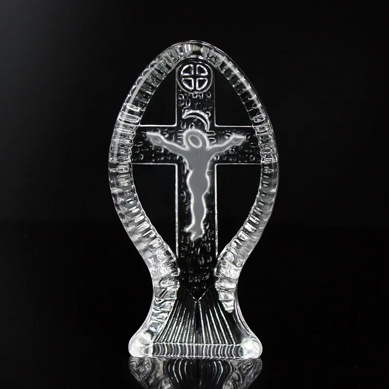 אישית ישו פסל קריסטל זכוכית צלב דתי קישוט דתי נוצרי מוצרים