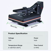 Warmte Persmachine 15*15 Inch, flat Heat Press Textiel Sublimatie Warmte-overdracht Machine Taylor 38*38 Cm