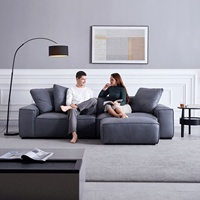 Canapé modulaire confortable en similicuir avec ottoman, en forme de L, pour villa ou atelier, design moderne, luxe léger, rembourré en mousse