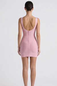 Fabricant de robes bandage sur mesure en tissu épais, Robe moulante sculptante à haute élasticité sous marque privée, Fournisseur de robes de soirée OEM/ODM - Product Image 2