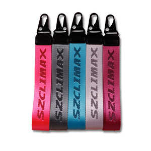 Custom Jacquard Logo Eco-Friendly Durable Short Nylon Toy Motorcycle Wrist Strap Embroidered Car Key Keychains Lanyard Braided