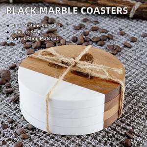 แผ่นรองแก้วไม้หินอ่อนสีดำสี่เหลี่ยมแบบกำหนดเองขายส่ง แผ่นรองไม้เปล่าจากหินธรรมชาติสำหรับเครื่องดื่ม กาแฟ แผ่นรองสี่เหลี่ยมสำหรับสลัก - Product Image 2