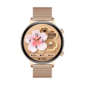 MK96 Rose Gold Smart Watch with Matching Steel Strap Unisex Design AMOLED Screen IP68 Waterproof BT Call Health Fitness Tracker - Product Image 2