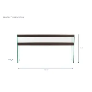 Soporte para Consola de Cristal y MDF, 160x45x80 cm, Color Marrón Nogal - Product Image 2