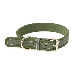 犬の首輪ペット革ソフト本革高級編組ペット犬の首輪カスタマイズ - Product Image 1