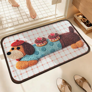 Alfombra de baño con estampado de perro, rectangular, antideslizante, tejida, para la entrada del hogar, balcón - Product Image 5