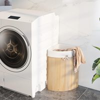 Panier à linge en coin avec couvercle, panier à linge en bambou avec doublure et poignée amovibles, panier à linge en triangle pour les petits espaces