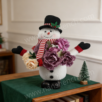 Couverture de pot de fleurs en forme de bonhomme de neige de Noël, en polyester de haute qualité, taille personnalisée, certifiée BSCI, OEM/ODM disponible, fabrication en usine