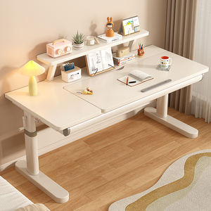 Bureau d'étudiant d'école primaire en bois avec étagère avec tiroir de rangement meubles de maison hauteur réglable Table d'étude ensemble de bureau - Product Image 3