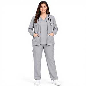Bata de Laboratorio Profesional Color Marfil para Cirujano, Unisex, Transpirable, de Algodón y Poliéster, Uniformes Clínicos de Manga Larga, Uniforme Médico al por Mayor - Product Image 1
