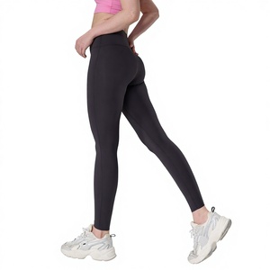 Leggings de fitness pour femmes, taille haute, effet ventre plat et rehaussement des fesses, anti-roulement, anti-transpiration, couleur unie - Product Image 1