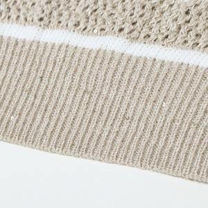 เสื้อสเวตเตอร์ถักคอวีแขนกุดสำหรับผู้หญิงแบบขายส่งสั่งทำได้, เสื้อกั๊กถักลายทางผ้าฝ้ายแบบโปร่งสำหรับสุภาพสตรี - Product Image 6