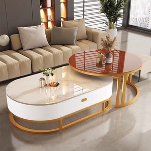 Tùy biến nóng bán dễ dàng lắp ráp đồ nội thất nhà phòng khách văn phòng Side Vòng Kim Loại Đá Cẩm Thạch Bàn cà phê - Product Image 6