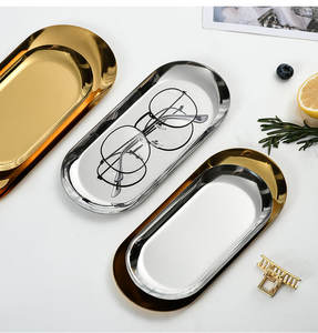 業務用 韓国風オーバル型ステンレスフードウェディングトレイ皿 304調理器具 SUS201ゴールドトレイディナープレート 家庭用 - Product Image 4